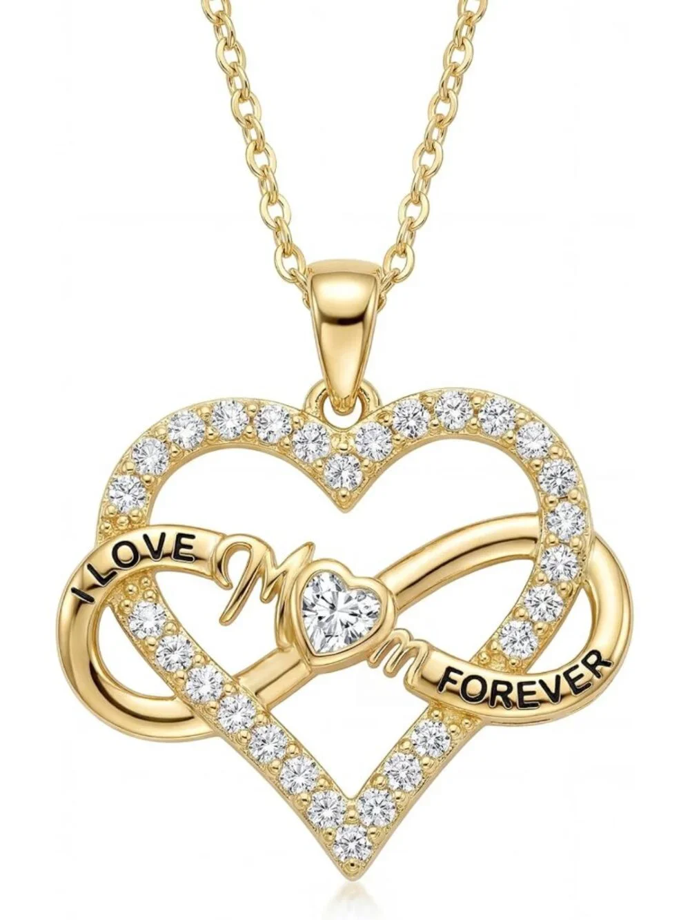 Sterling Silver Infinity Heart Necklace - Perfect Gift for Mom, Mother's Day